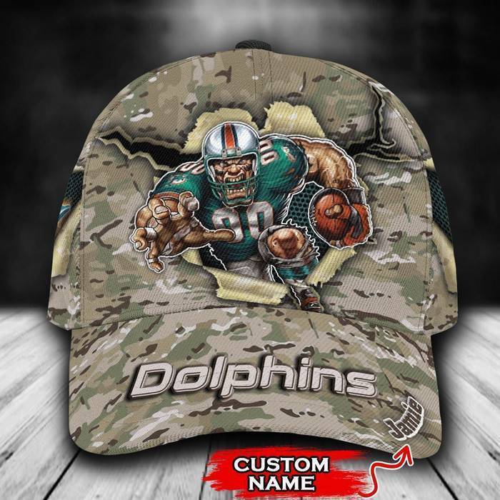 Personalized Miami Dolphins Camo Pattern 3D Classic Baseball Cap CNI287
