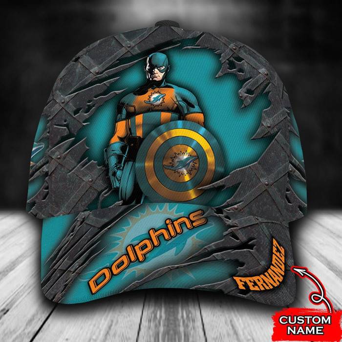 Personalized Miami Dolphins Captain America 3D Classic Baseball Cap CNI1946