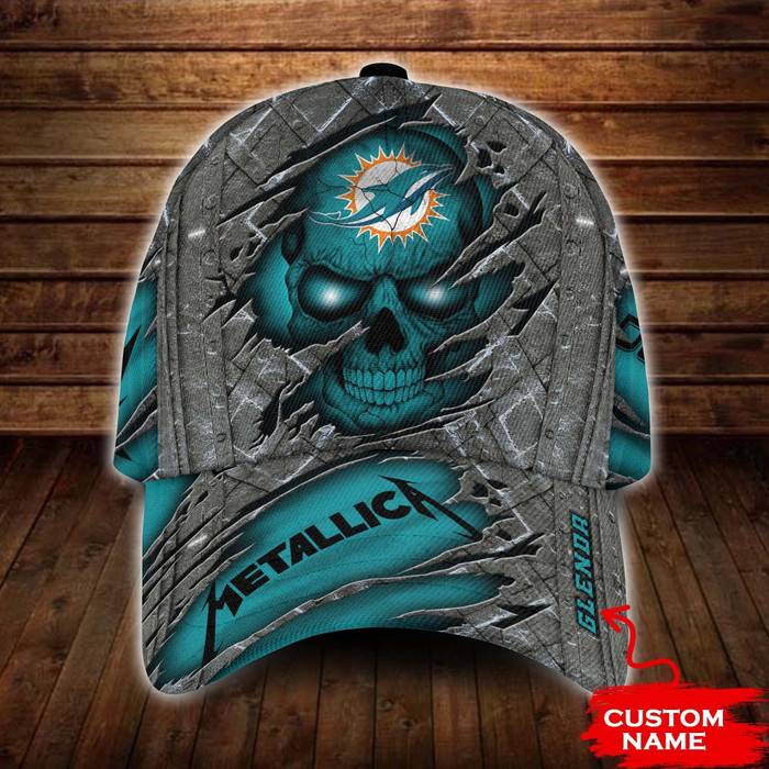 Personalized Miami Dolphins Metallica Band 3D Classic Baseball Cap CNI829