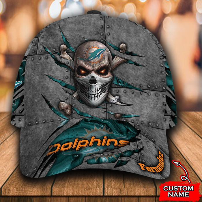 Personalized Miami Dolphins Skull 3D Classic Baseball Cap CNI1266