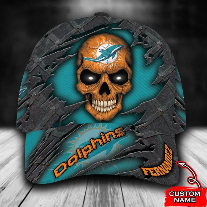 Personalized Miami Dolphins Skull 3D Classic Baseball Cap CNI1384