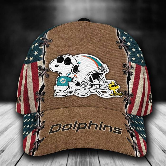 Personalized Miami Dolphins Snoopy 3D Classic Baseball Cap CNI1355