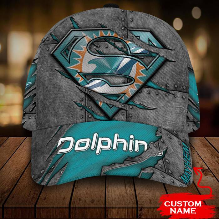 Personalized Miami Dolphins Superman 3D Classic Baseball Cap CNI1312
