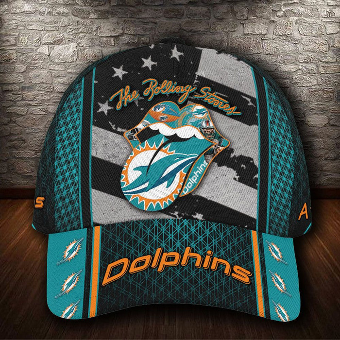 Personalized Miami Dolphins The Rolling Stones 3D Classic Baseball Cap CNI633