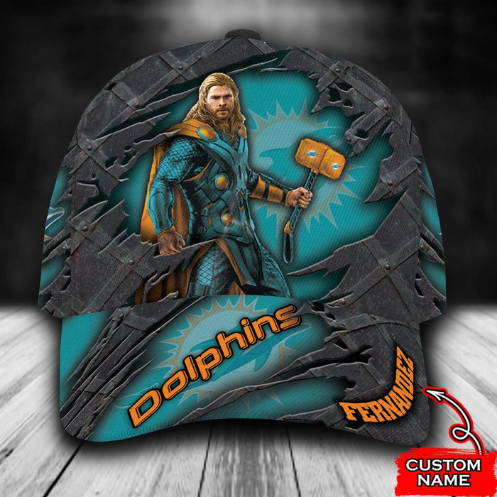 Personalized Miami Dolphins Thor 3D Classic Baseball Cap CNI611