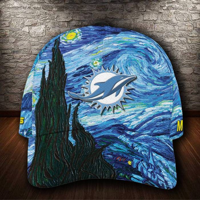 Personalized Miami Dolphins Van Gogh 3D Classic Baseball Cap CNI939
