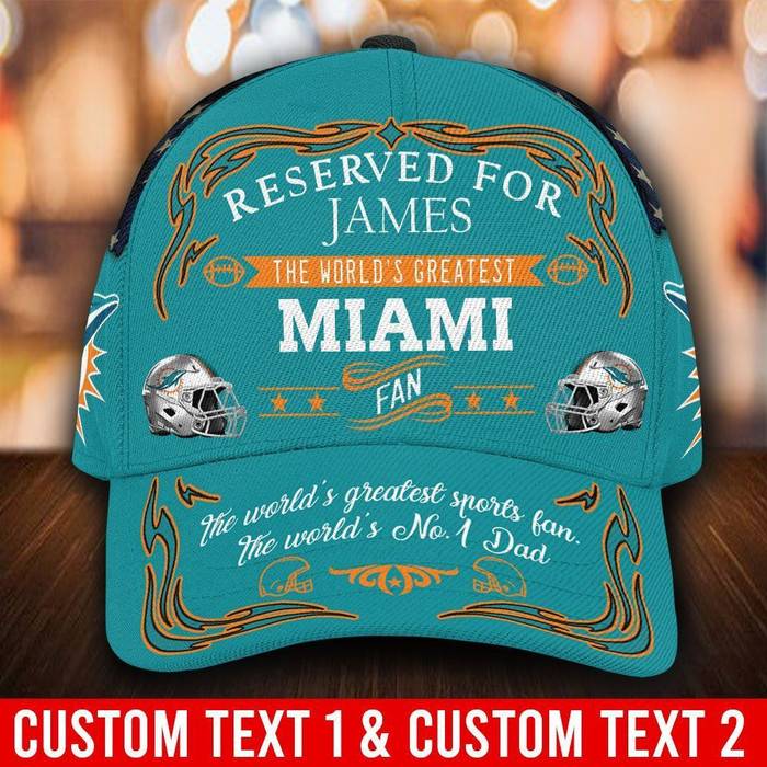 Personalized Miami Dolphins Worlds Greatest Fan 3D Classic Baseball Cap CNI742