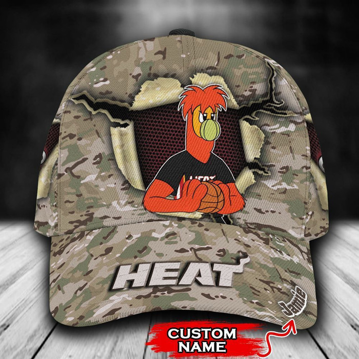 Personalized Miami Heat Camo Mascot NBA 3D Classic Baseball Cap CNI686