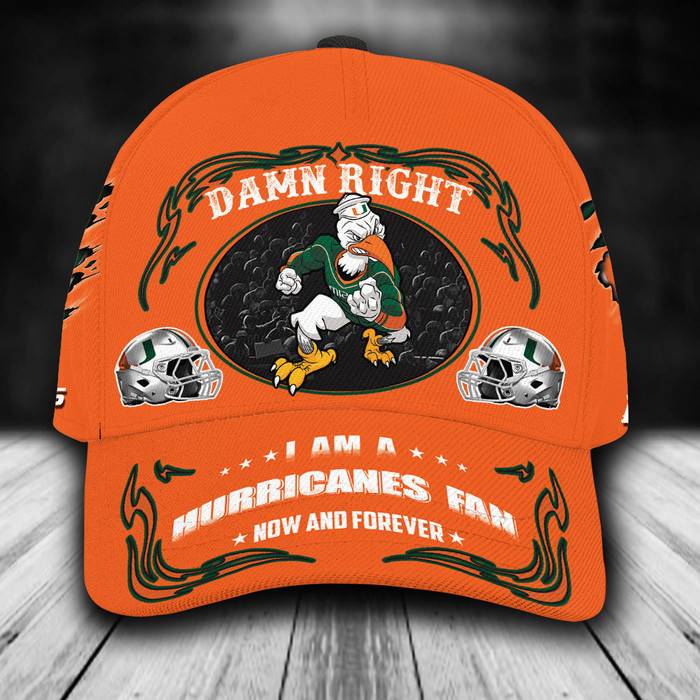 Personalized Miami Hurricanes Mascot Damn Right 3D Classic Baseball Cap CNI737