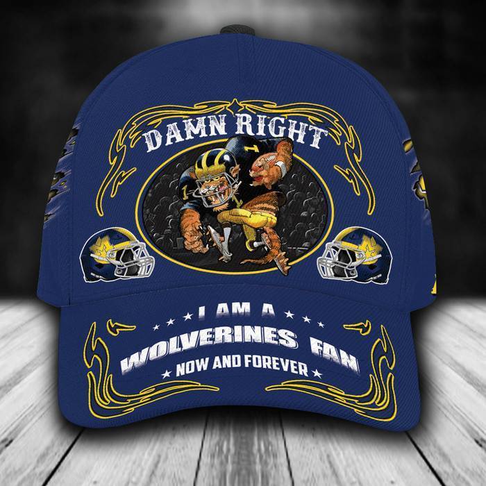 Personalized Michigan Wolverines Mascot Damn Right 3D Classic Baseball Cap CNI712