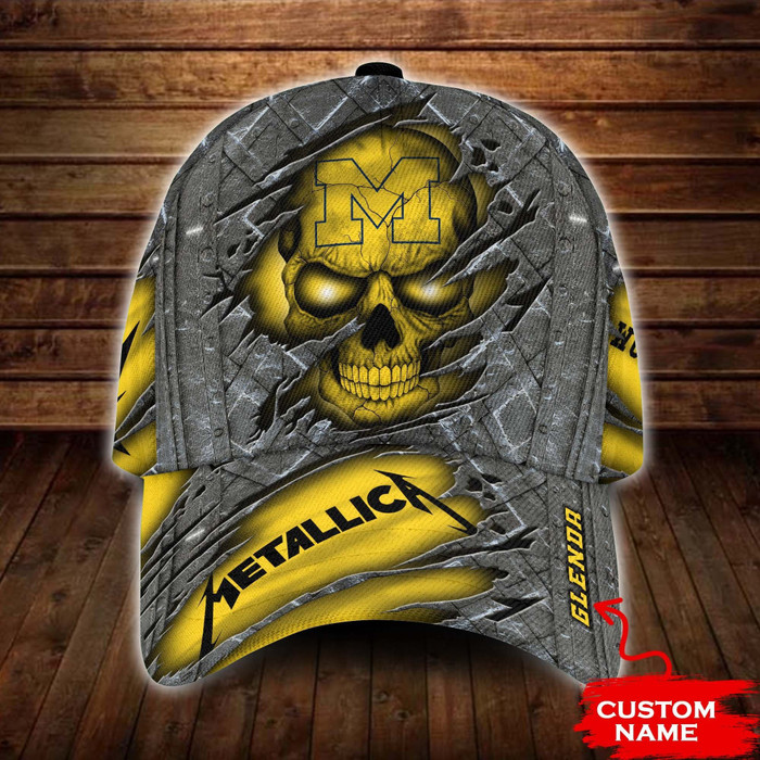 Personalized Michigan Wolverines Metallica Band 3D Classic Baseball Cap CNI885