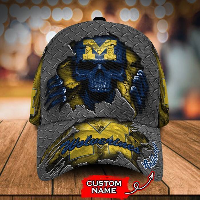 Personalized Michigan Wolverines Skeleton 3D Classic Baseball Cap CNI199