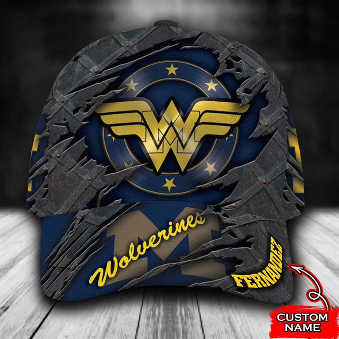 Personalized Michigan Wolverines Wonder Wonman 3D Baseball Cap CNI1917
