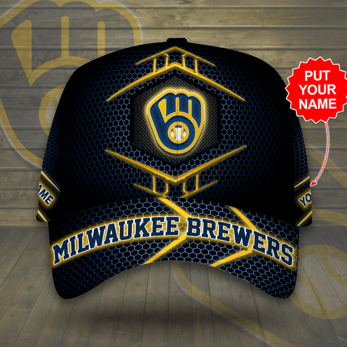 Personalized Milwaukee Brewers 3D Classic Baseball Cap Black CNI2180