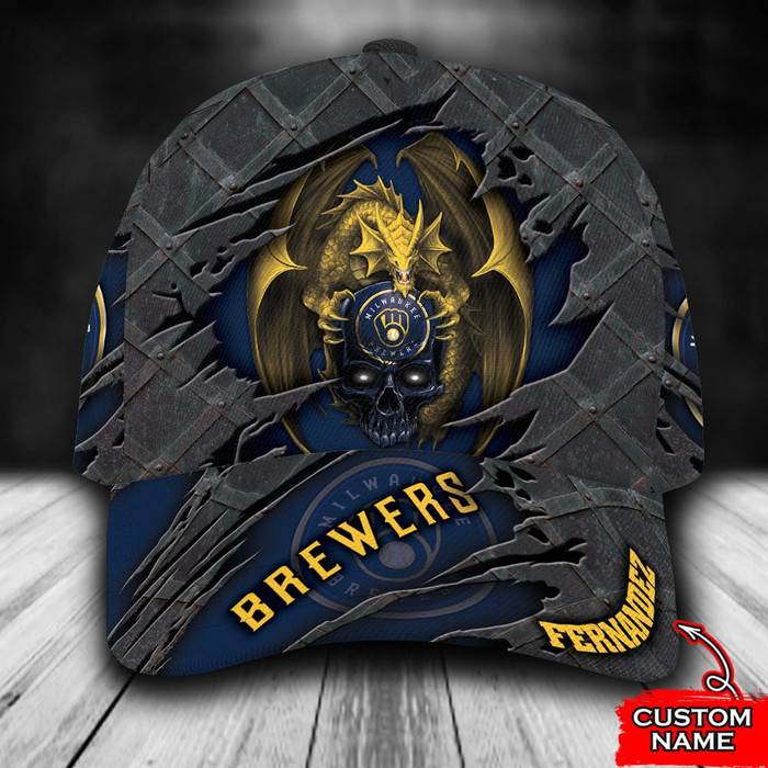 Personalized Milwaukee Brewers Dragon 3D Classic Baseball Cap CNI1184