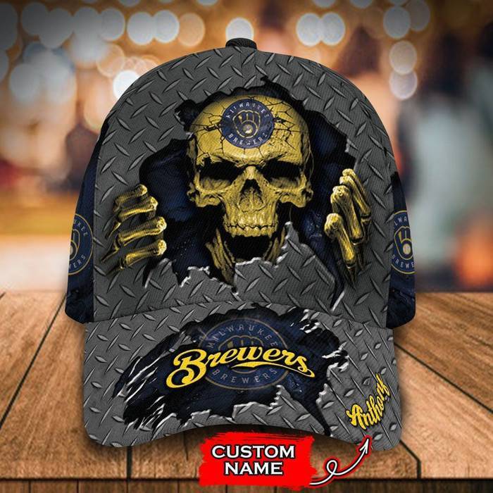 Personalized Milwaukee Brewers Skeleton 3D Classic Baseball Cap CNI278