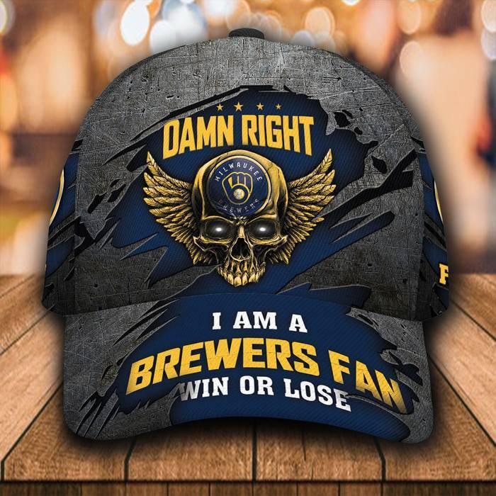 Personalized Milwaukee Brewers Skull Damn Right 3D Classic Baseball Cap CNI488