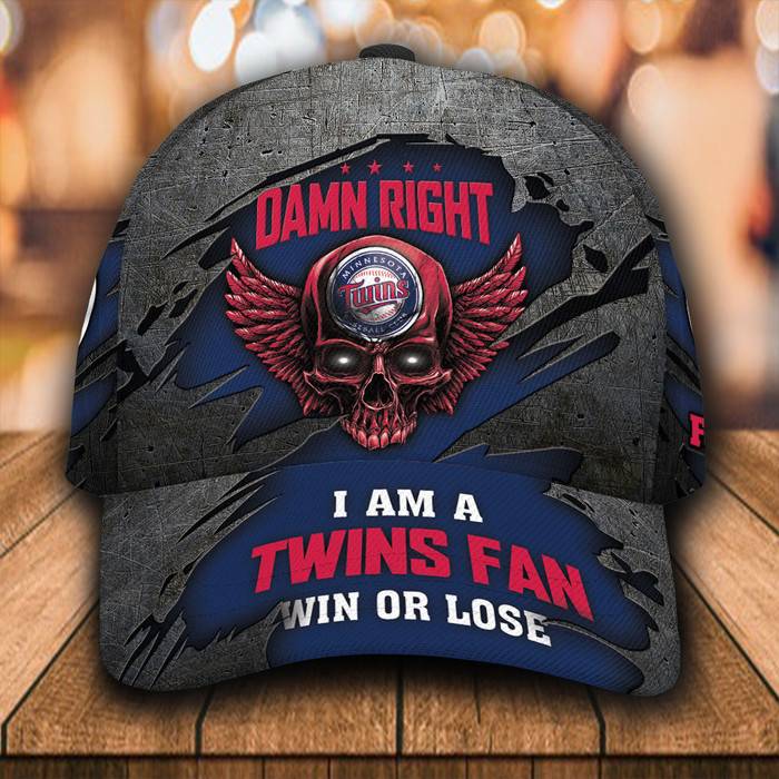 Personalized Minnesota Twins Damn Right Skull 3D Classic Baseball Cap CNI433