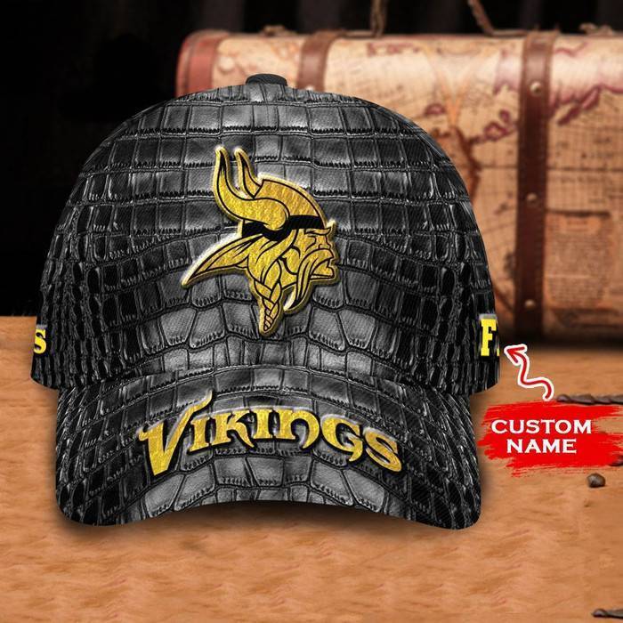 Personalized Minnesota Vikings Crocodile Skin Pattern 3D Classic Baseball Cap CNI200