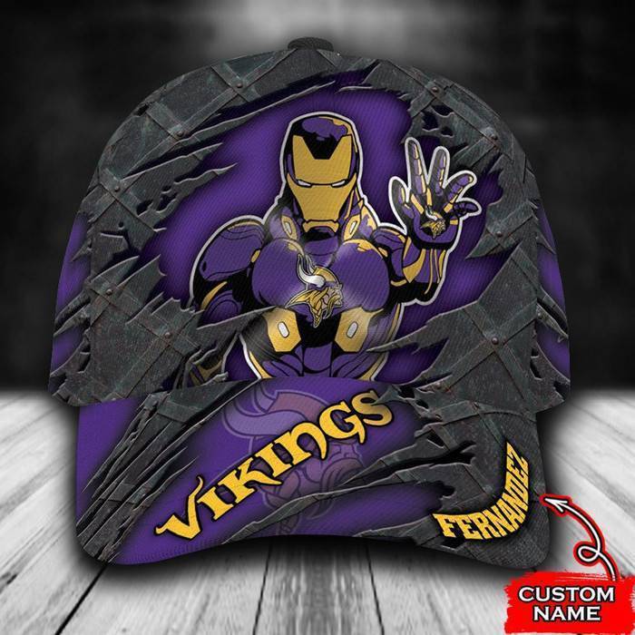 Personalized Minnesota Vikings Iron Man 3D Classic Baseball Cap CNI529