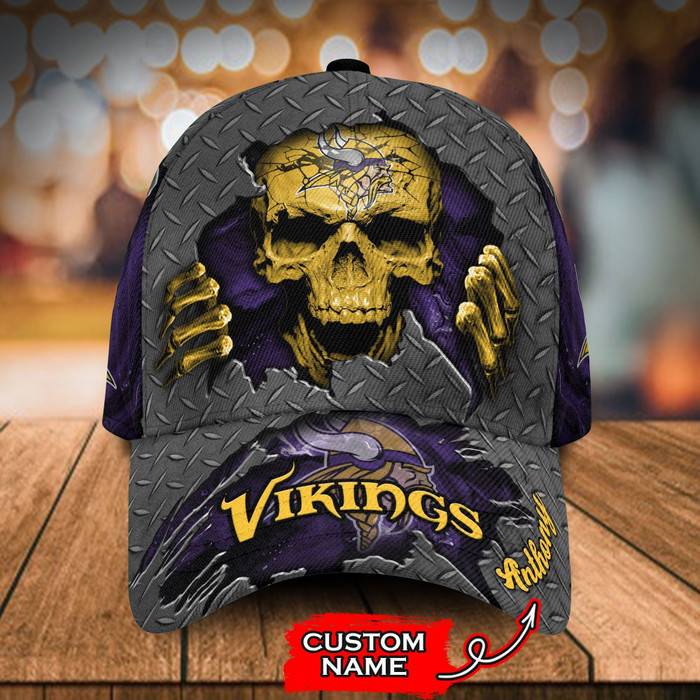 Personalized Minnesota Vikings Skeleton 3D Classic Baseball Cap CNI324