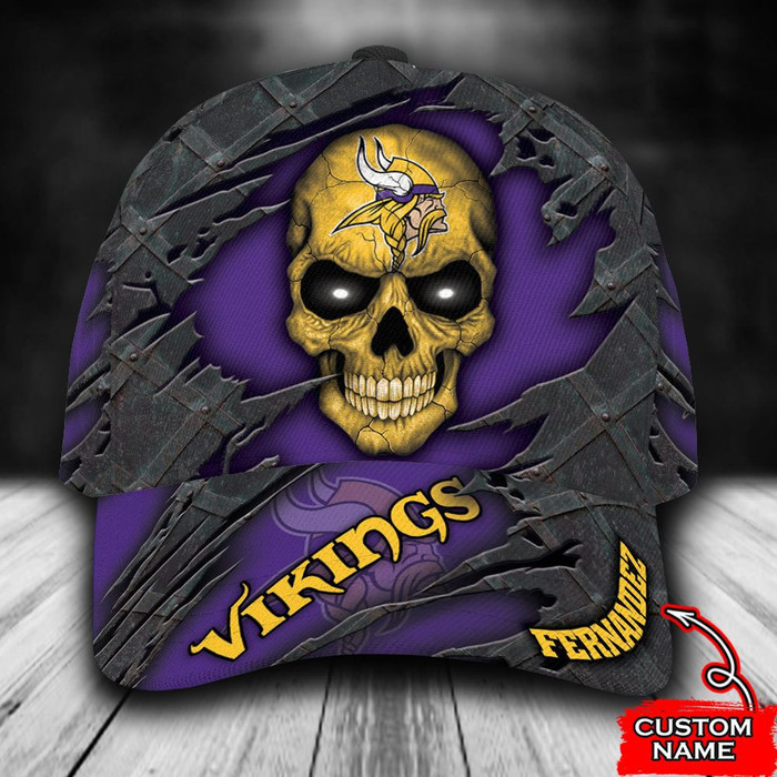 Personalized Minnesota Vikings Skull 3D Classic Baseball Cap CNI906