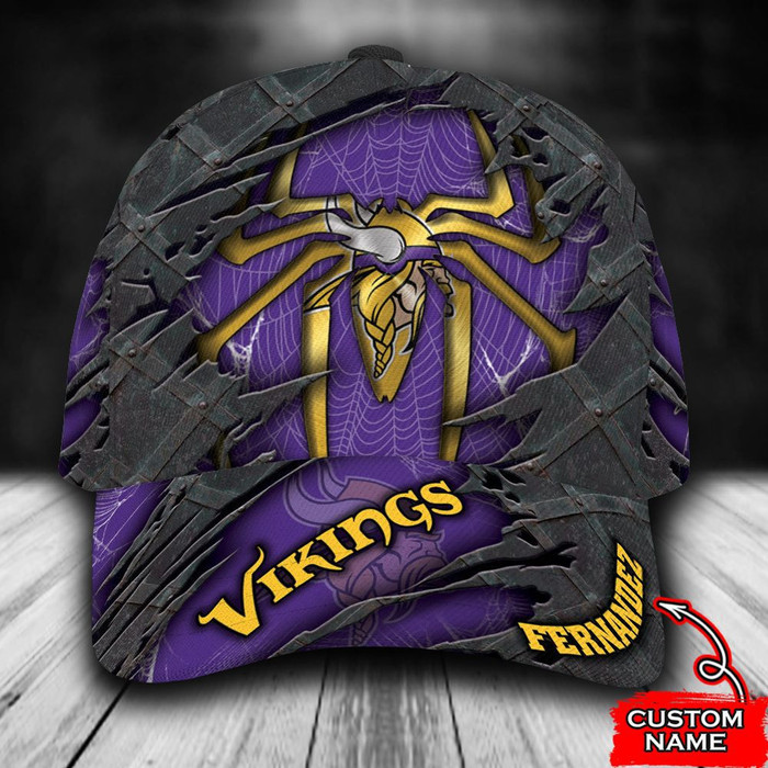 Personalized Minnesota Vikings Spider Man Logo 3D Baseball Cap Purple CNI1046