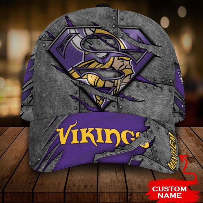 Personalized Minnesota Vikings Superman 3D Classic Baseball Cap CNI1283
