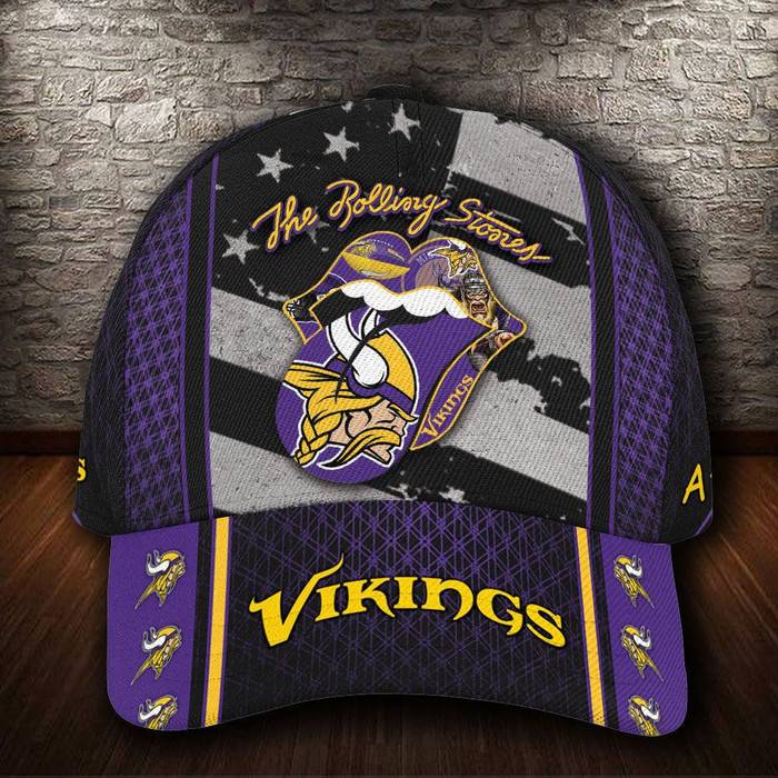 Personalized Minnesota Vikings The Rolling Stones 3D Baseball Cap CNI1106