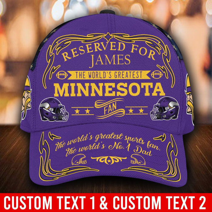 Personalized Minnesota Vikings Worlds Greatest Fan 3D Classic Baseball Cap CNI903