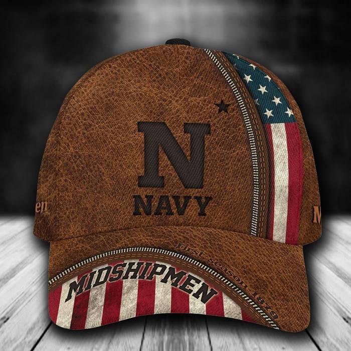 Personalized Navy Midshipmen USA Flag Zipper 3D Classic Baseball Cap CNI946