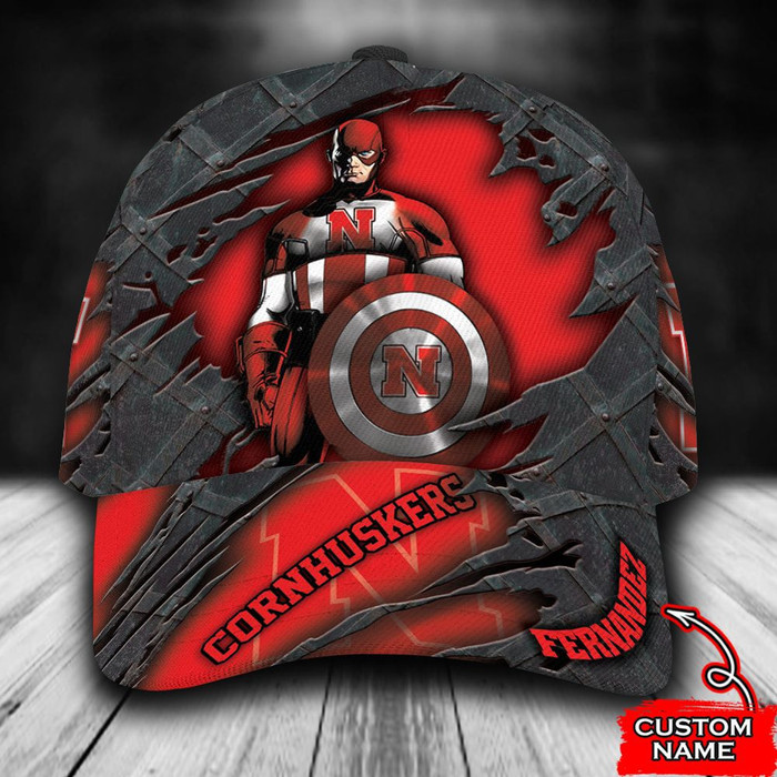 Personalized Nebraska Cornhuskers Captain America 3D Classic Baseball Cap CNI981