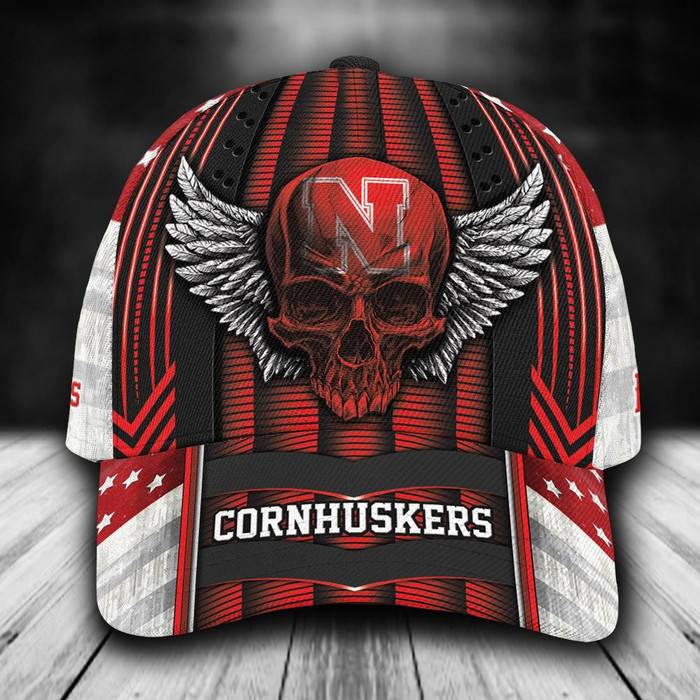 Personalized Nebraska Cornhuskers Luxury Skull 3D Classic Baseball Cap CNI1381