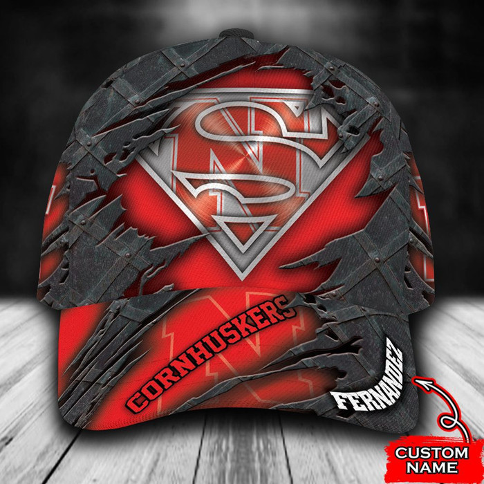 Personalized Nebraska Cornhuskers Superman 3D Baseball Cap Red CNI1736