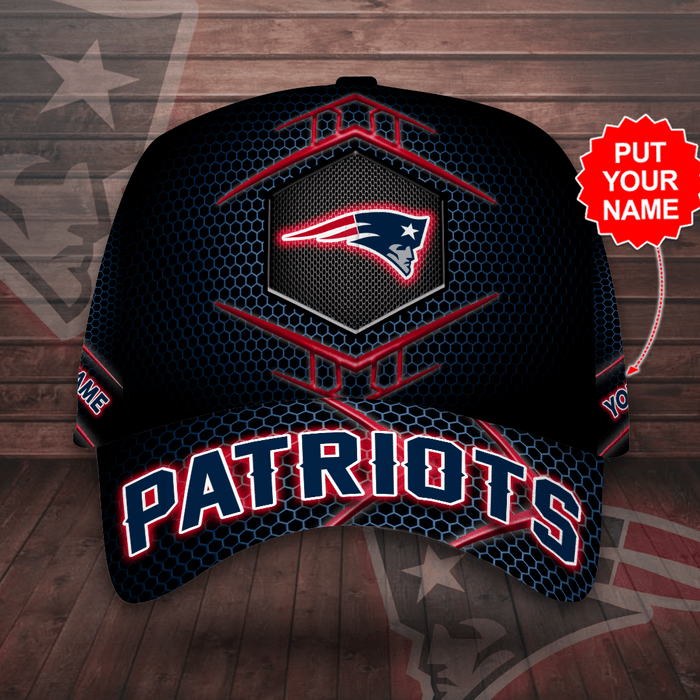 Personalized New England Patriots Beehive Hexagon Pattern 3D Baseball Cap Black Red CNI2062