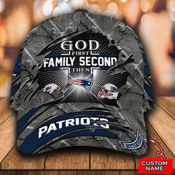 Personalized New England Patriots God First Family Second 3D Classic Baseball Cap CNI770