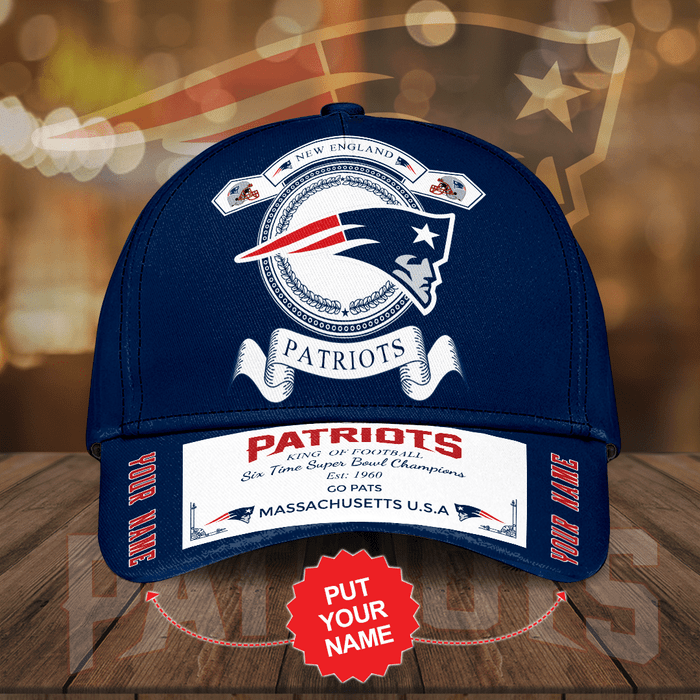 Personalized New England Patriots King of Football 3D Baseball Cap Navy CNI2085