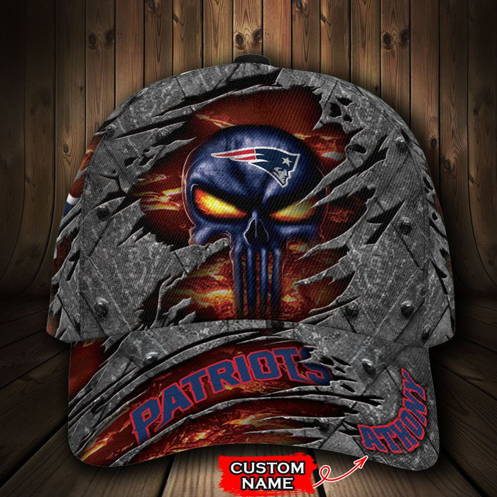 Personalized New England Patriots Skull 3D Classic Baseball Cap CNI306