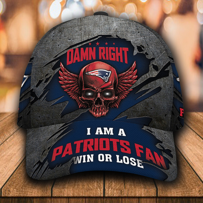 Personalized New England Patriots Skull Damn Right 3D Classic Baseball Cap CNI680