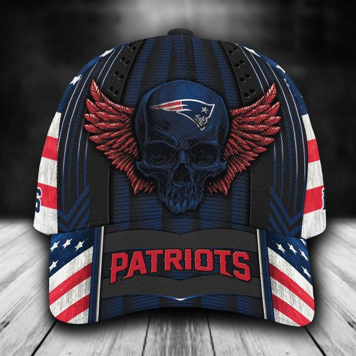 Personalized New England Patriots Skull Wings 3D Classic Baseball Cap CNI437