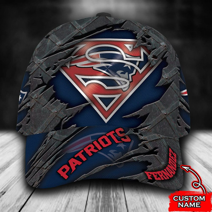 Personalized New England Patriots Superman Logo 3D Baseball Cap Navy CNI1743