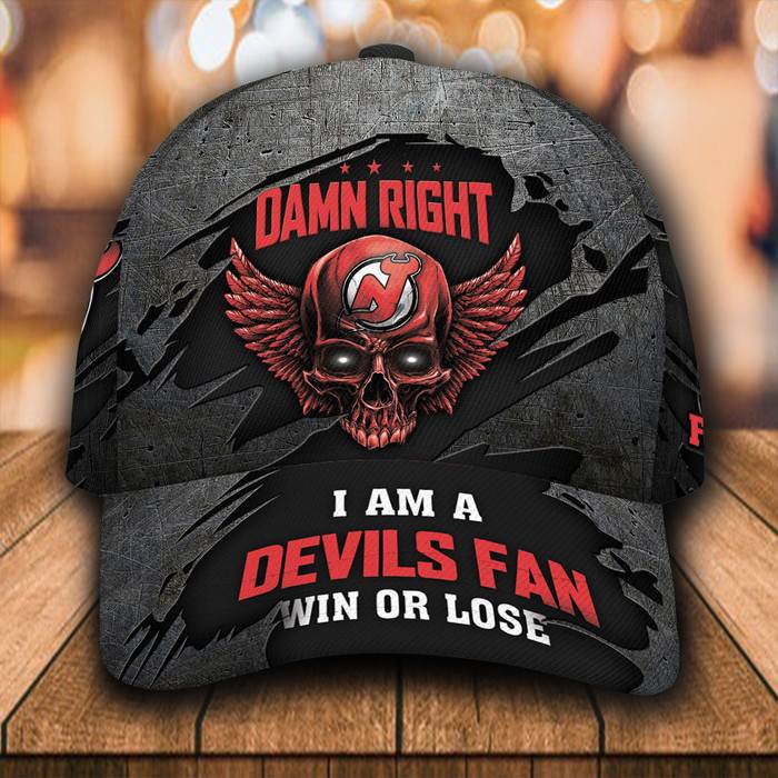 Personalized New Jersey Devils Skull 3D Baseball Cap Black CNI1505