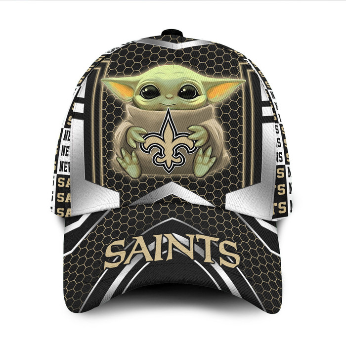Personalized New Orleans Saints Baby Yoda 3D Classic Baseball Cap CNI467