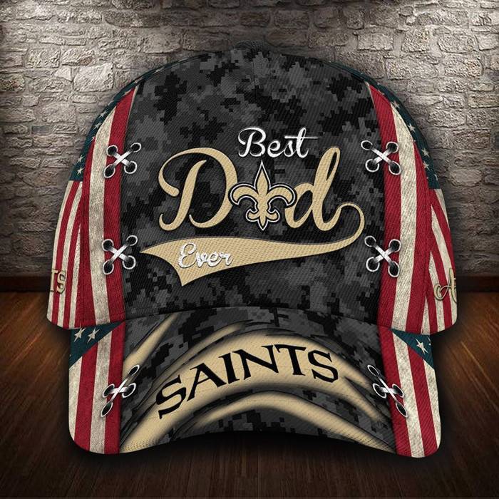 Personalized New Orleans Saints Best Dad USA Flag 3D Baseball Cap CNI1497