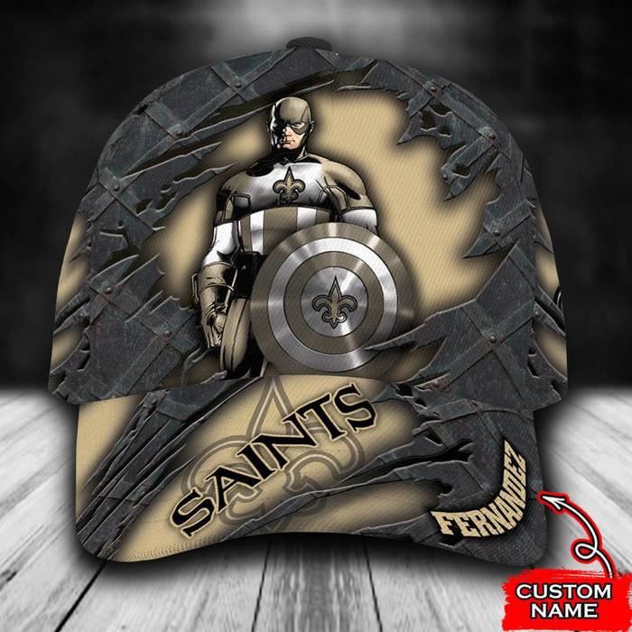 Personalized New Orleans Saints Captain America Marvel 3D Baseball Cap CNI1506