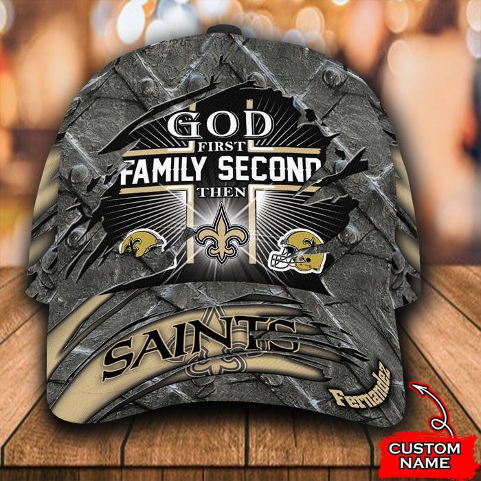 Personalized New Orleans Saints God First Family Second 3D Classic Baseball Cap CNI277