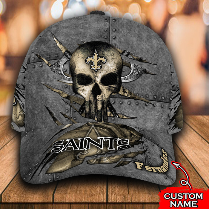 Personalized New Orleans Saints Skull 3D Baseball Cap CNI1471