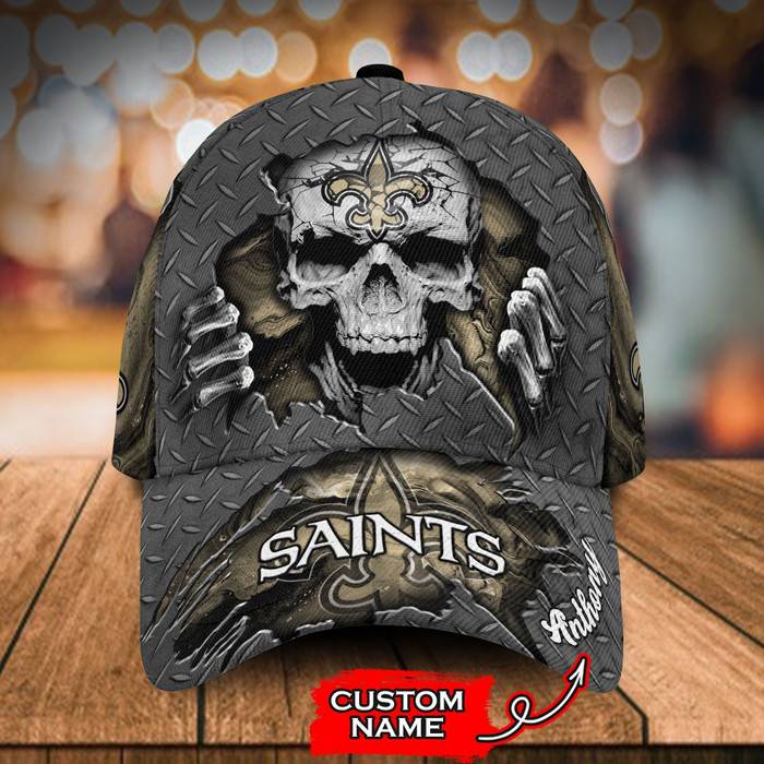 Personalized New Orleans Saints Skull 3D Baseball Cap CNI1682