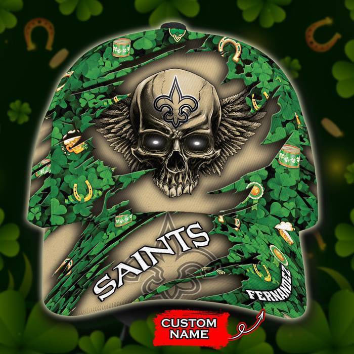 Personalized New Orleans Saints St Patricks Day Skull 3D Classic Baseball Cap CNI566