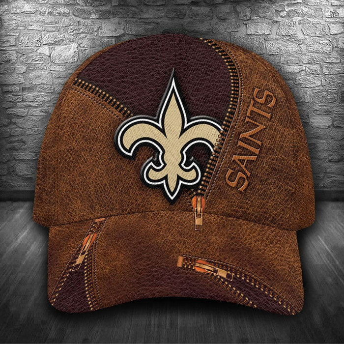 Personalized New Orleans Saints Zipper 3D Classic Baseball Cap Brown CNI1314